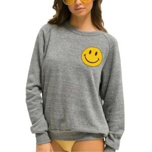 Gray Aviator Nation Smiley Crew Neck